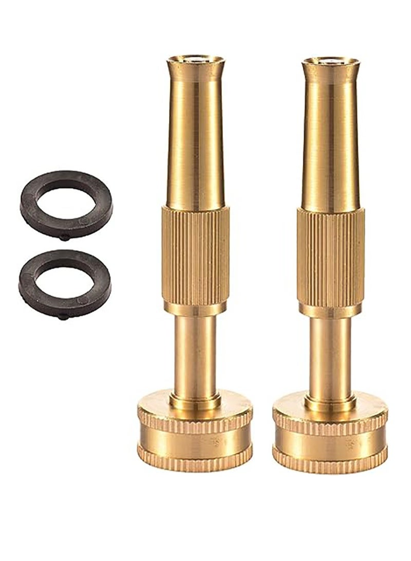 High Pressure Brass Heavy Duty Adjustable Twist Hose Nozzle Jet Sweeper Nozzle for Garden Hoses (2 Pack)