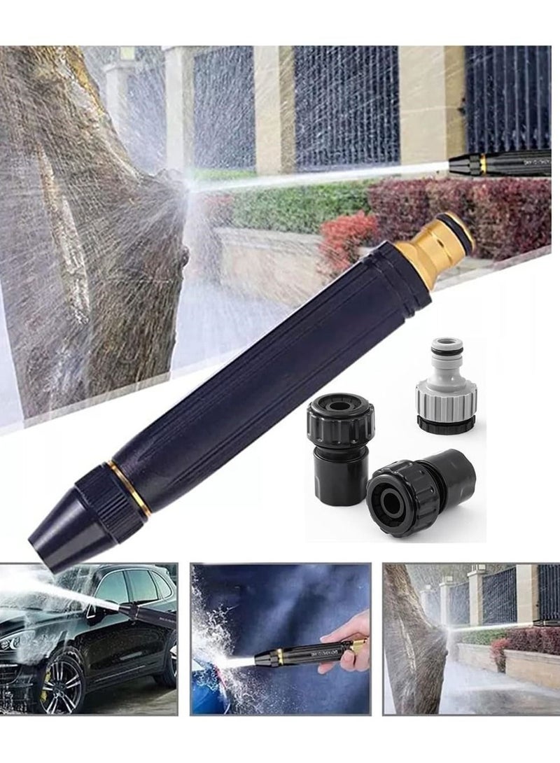 Spray Nozzle, Garden Hose Nozzle Sprayer, High Pressure Metal Water Gun Sprinkler, 3 Adjustable Patterns, for Car Washing, Irrigation, and Pet Bathing