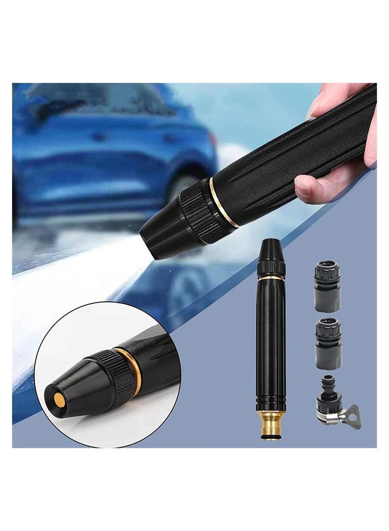 Spray Nozzle, Garden Hose Nozzle Sprayer, High Pressure Metal Water Gun Sprinkler, 3 Adjustable Patterns, for Car Washing, Irrigation, and Pet Bathing