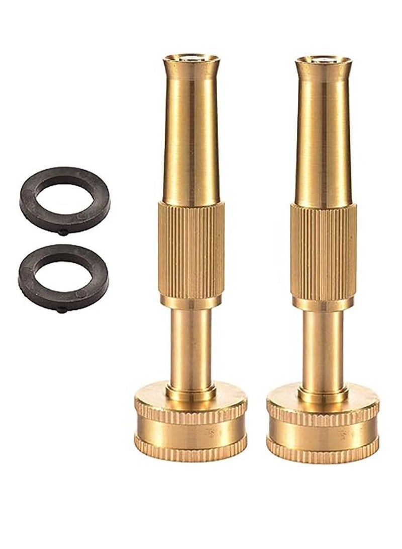 High Pressure Brass Heavy Duty Adjustable Twist Hose Nozzle Jet Sweeper for Garden Hoses (2 Pack)