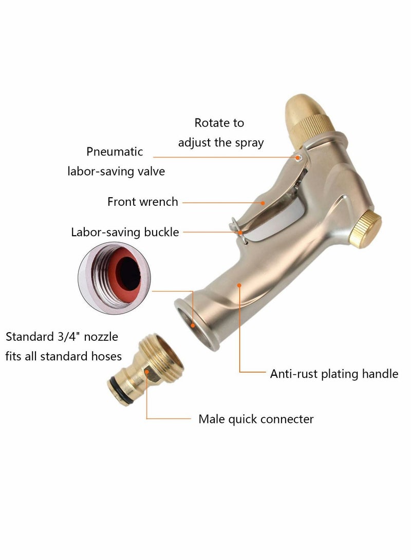 Garden Hose Nozzles, Heavy Duty Metal Nozzle Sprayer, Adjustable Watering Mode, Brass Nozzles with Quick Connectors