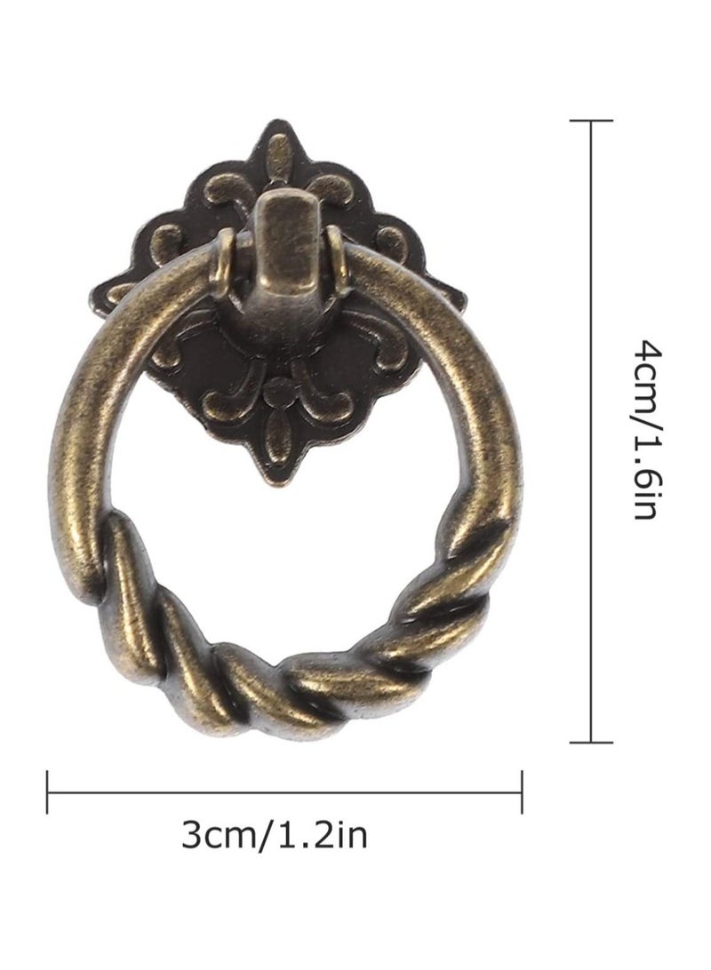 Bronze Knobs Pulls  6Pcs Antique Handles Hardware Furniture Drawer Pull Ring Dresser Cabinet Single Hole Door 3X4CM