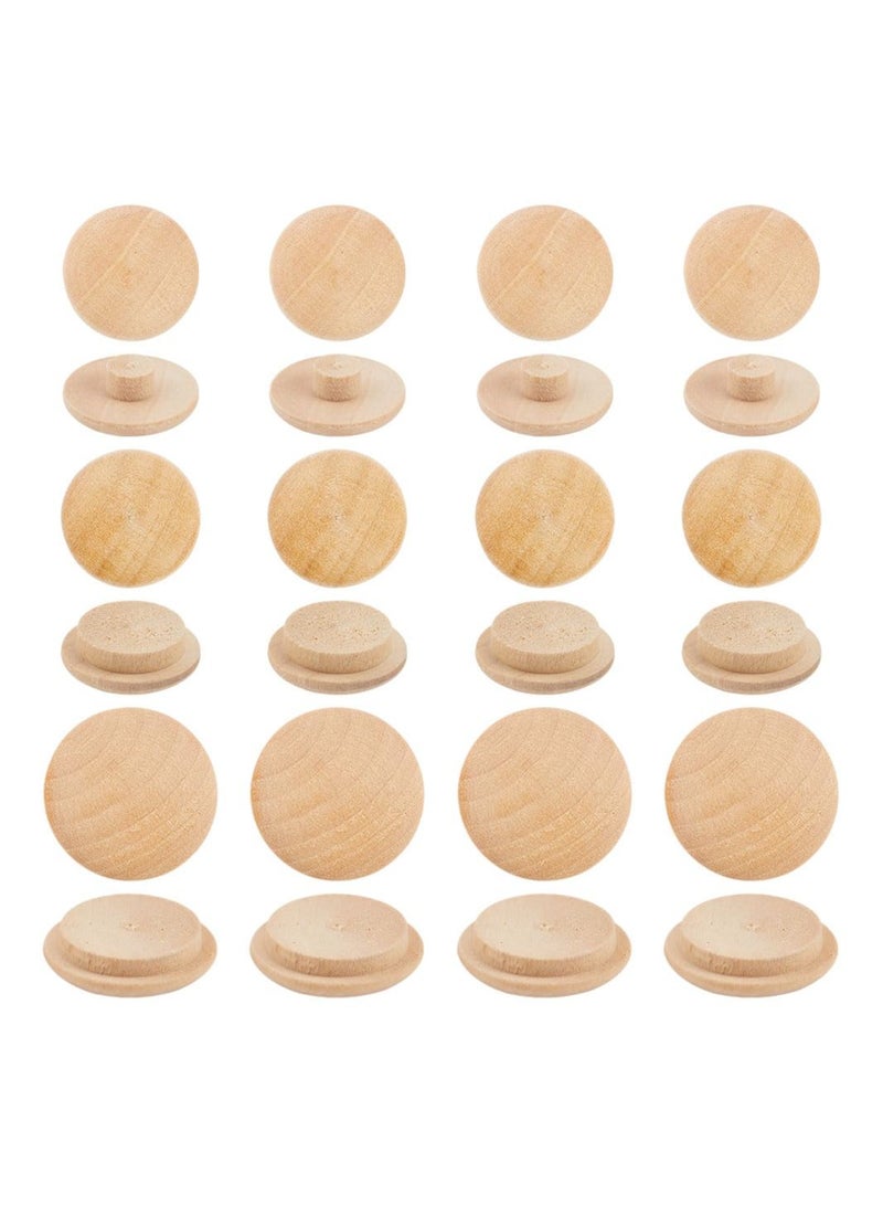 150 Pcs 3 Sizes Furniture Buttons Round Wood Button Plugs Unfinished Mushroom Wooden Screw Hole Button Hardwood Plug Caps for Locking Craft Decoration Woodworking 7MM 15MM 20MM