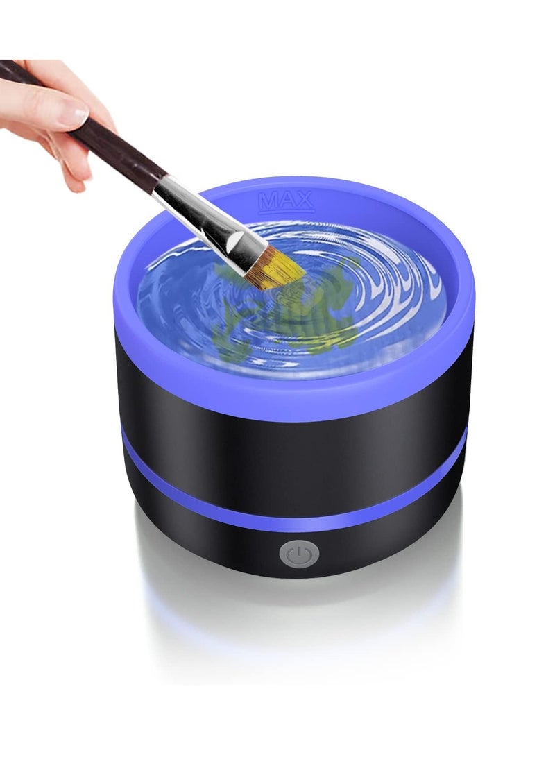 EXCEFORE Electric Paint Brush Cleaner Rinse Cup, with Silica gel mat bowl Portable Rinse Cup, 3 mode Improvement Buttons Automatic Dryer Machine, for Watercolor, Oil, Gouache Painting (Blue)