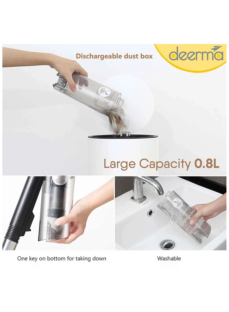 Deerma DX600 2-in-1 Handheld Vacuum Cleaner 800ml Large Capacity Dust Bin 15kPa Suction Force Stainless Steel Filter 4 Layer HEPA Filtration Multifunctional Upright Vacuum Cleaner 600W - Black