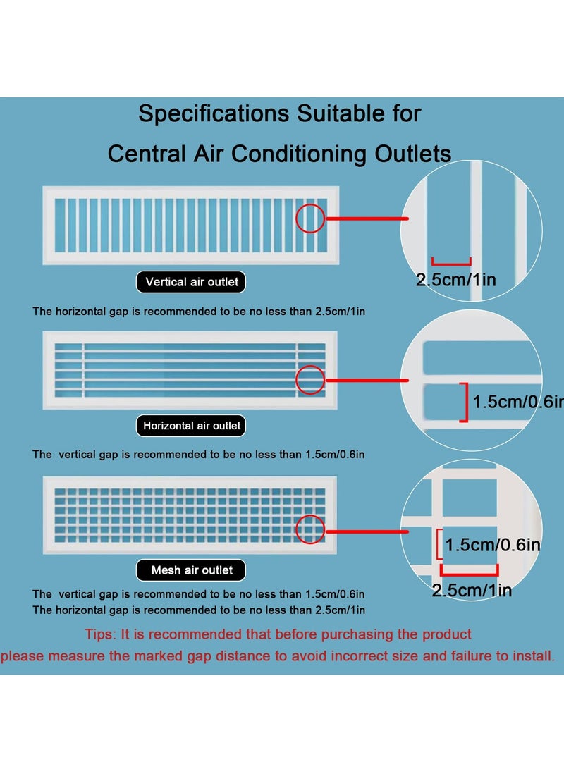 4 Pcs Freestanding Air Vent Deflector, Adjustable Wind Direction, Ceiling Register Vent Deflector, Air Conditioner and AC Air Deflector, Suitable for Central Air Conditioning