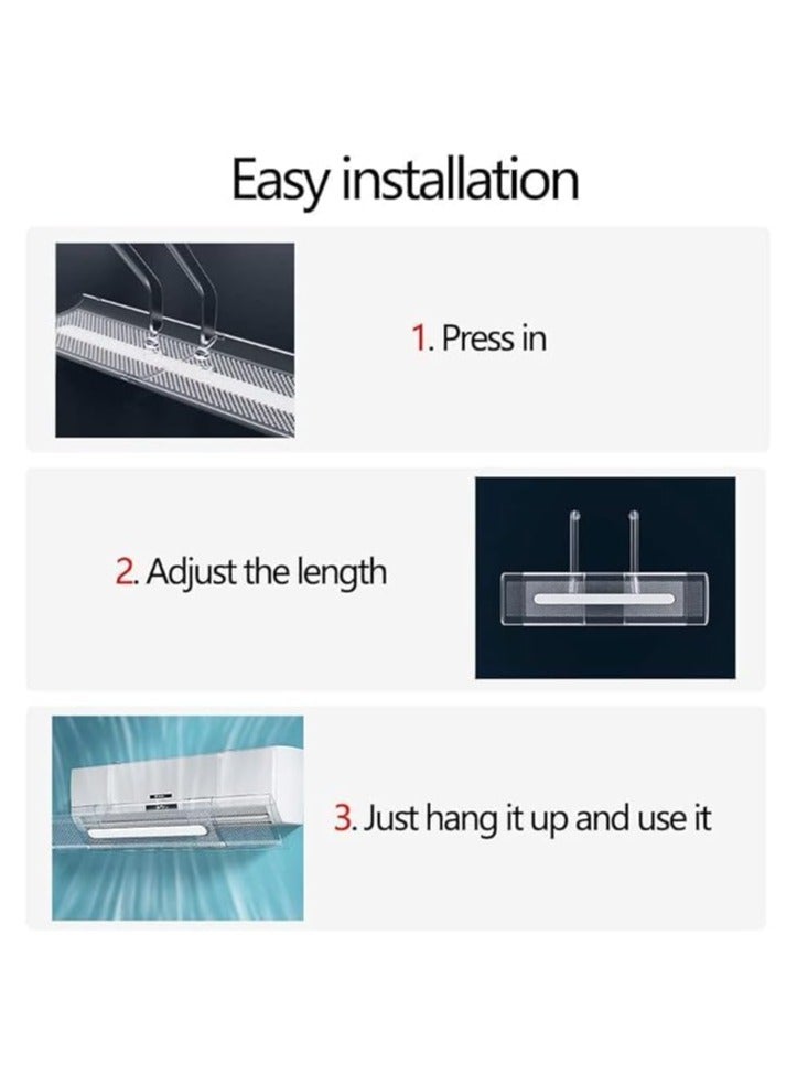 Adjustable Air Conditioner Deflector Confinement Air Deflector Outlet Air Wing Air Cooled Baffle Wind Direction Telescopic Windshield for Home, Transparent