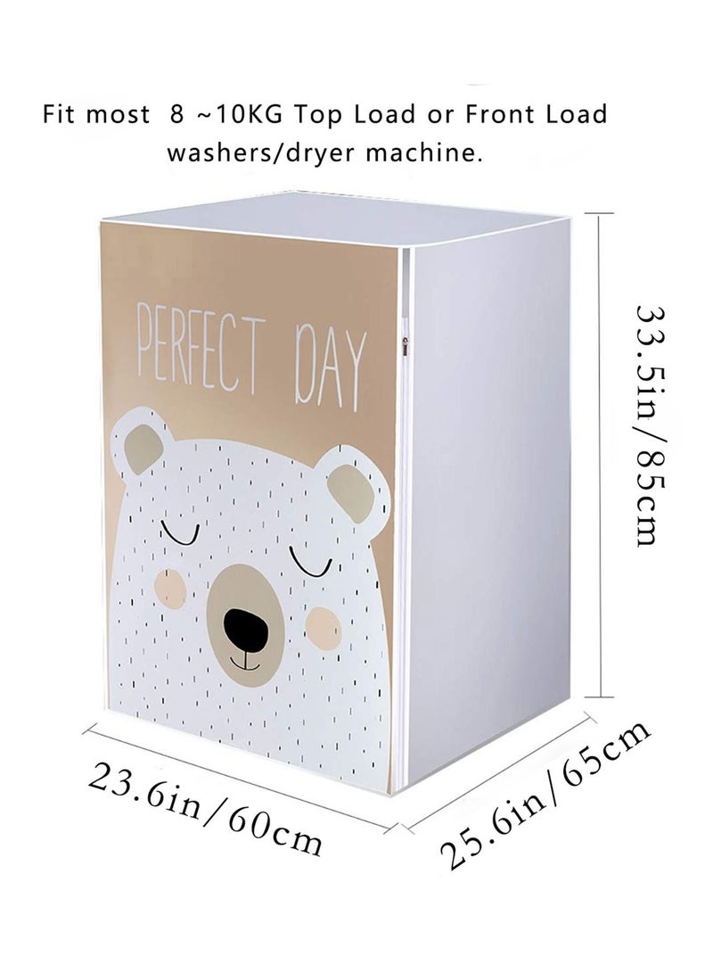 Waterproof Washing Machine Cover Dustproof Sun Protection Washer/Dryer Cover for Top Load Machine Easy to Use Washer Dryer Machine Protection Case Washing Appliance Protectors Bear  2pcs