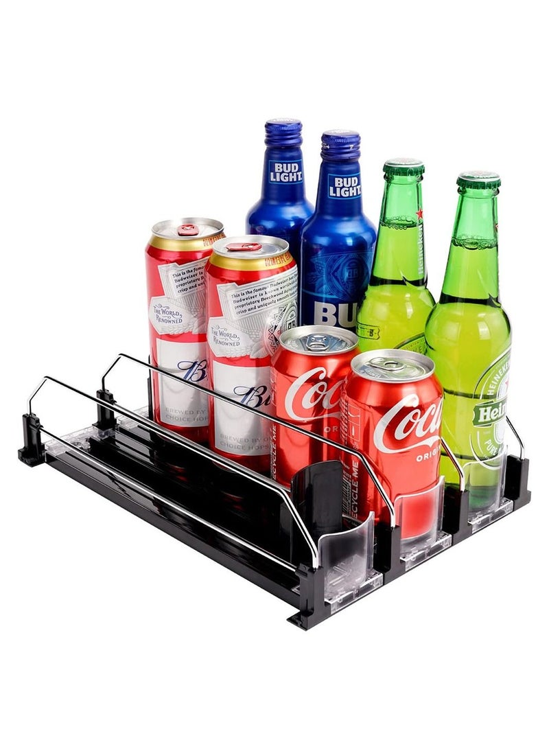 COOLBABY Automatic Can Dispenser for Fridge Kitchen Cupboard Pantry Countertop Storage 12 Standard Size Soda Pop Cans Organiser Self Pushing Fridge Drinks Organiser Holder Rack