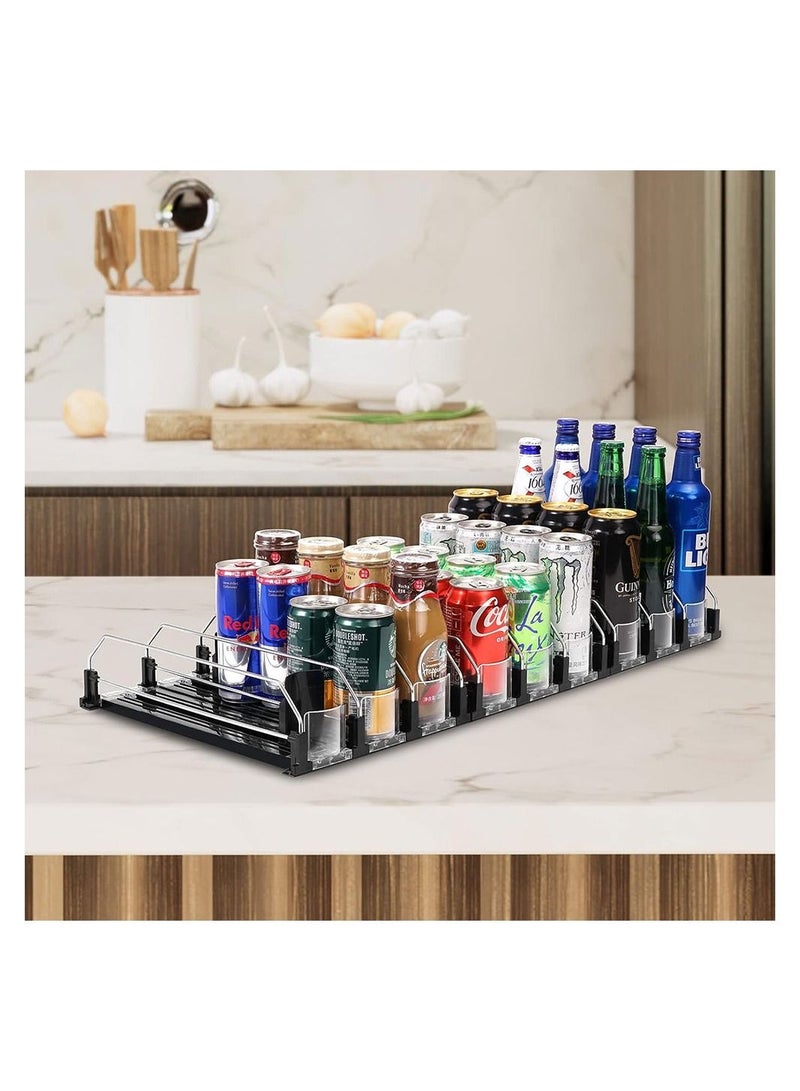 COOLBABY Automatic Can Dispenser for Fridge Kitchen Cupboard Pantry Countertop Storage 12 Standard Size Soda Pop Cans Organiser Self Pushing Fridge Drinks Organiser Holder Rack