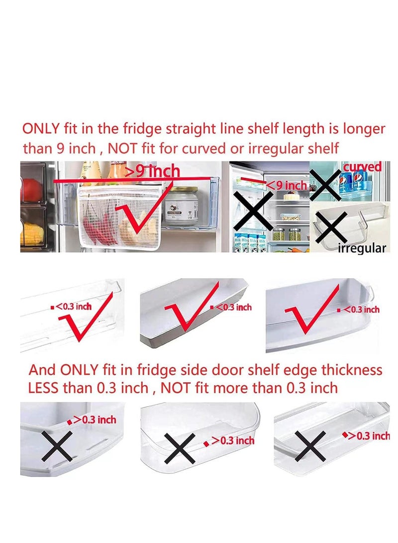 (3 Pack) Refrigerator Door Organizer Mesh Bags Set,Fridge Door Organizer, Fridge Storage Container Used for Kitchen, Refrigerator Door,Bag Storage Organizer for Small Objects, WHITE