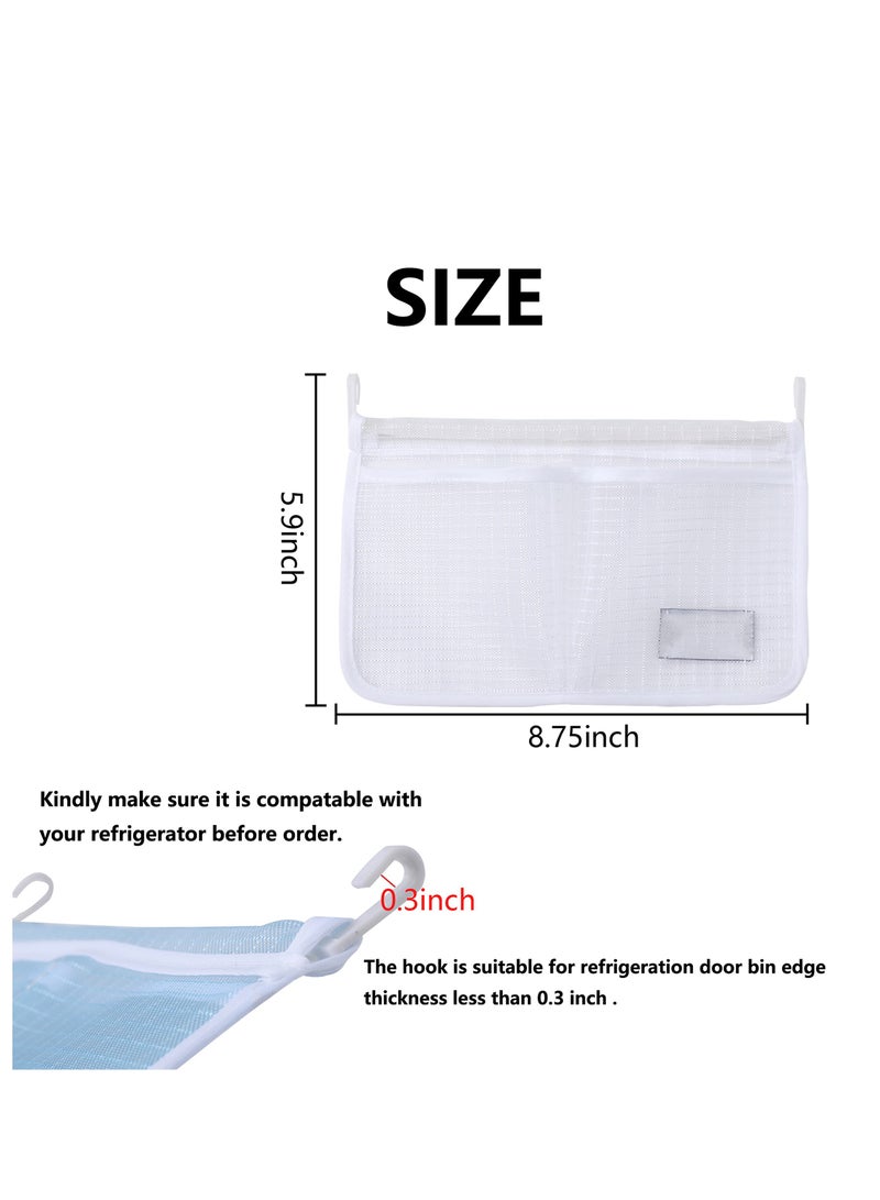 (3 Pack) Refrigerator Door Organizer Mesh Bags Set,Fridge Door Organizer, Fridge Storage Container Used for Kitchen, Refrigerator Door,Bag Storage Organizer for Small Objects, WHITE