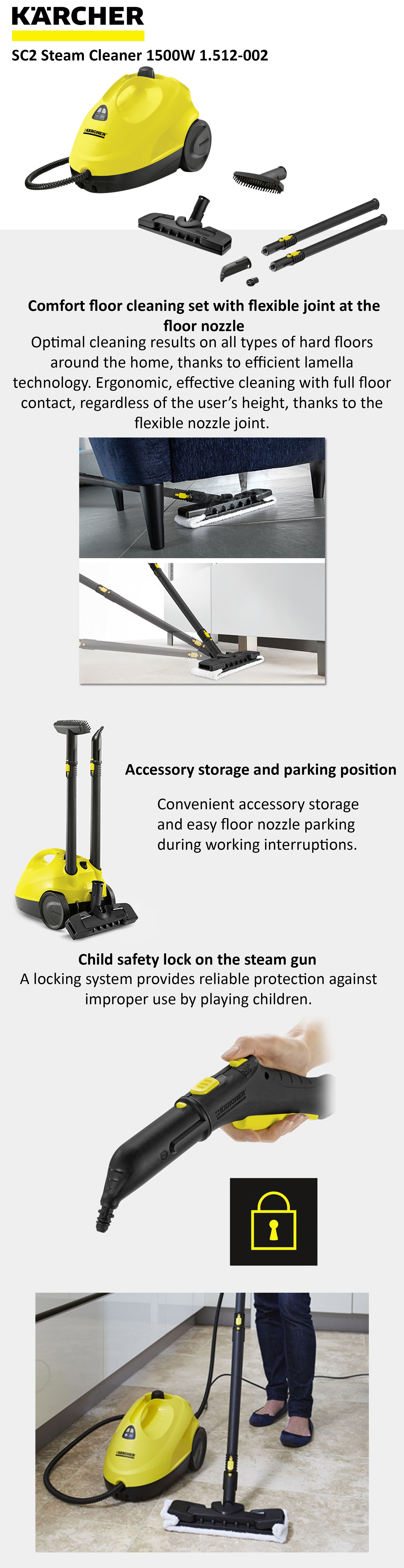 SC2 Steam Cleaner 1 L 1500 W 1.512-002 Yellow