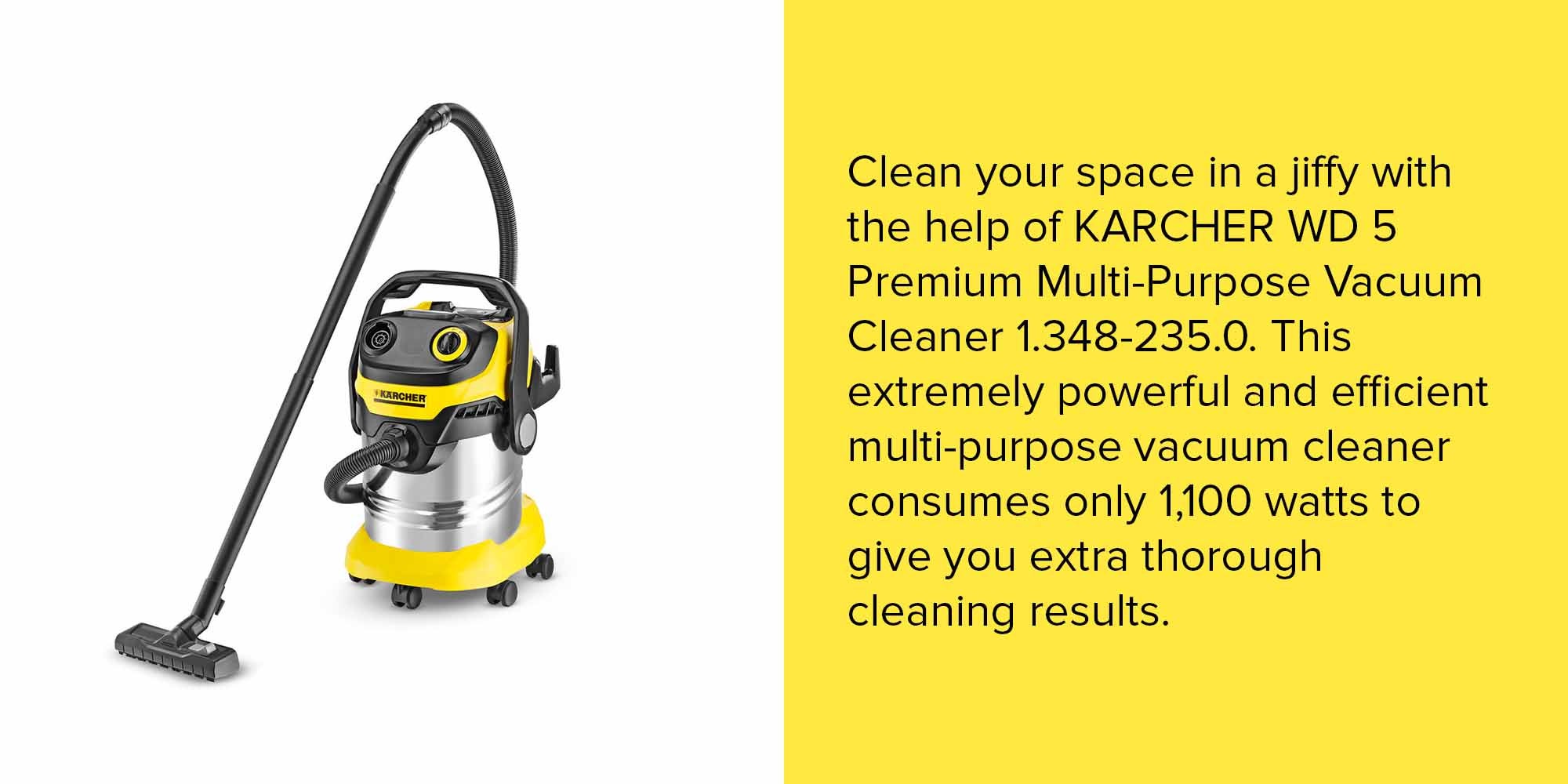 WD 5 Premium Multi-Purpose Vacuum Cleaner 1100 W 13482350 Yellow/Black/Silver