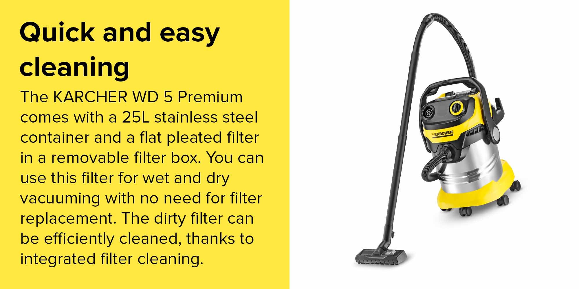 WD 5 Premium Multi-Purpose Vacuum Cleaner 1100 W 13482350 Yellow/Black/Silver