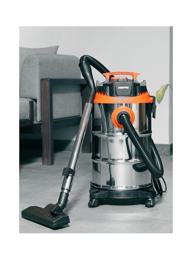 Vacuum Cleaner, 30L Dust Bag Capacity, 5M Cord Length, 3 In 1 Function, Wet, Dry And Blow, Powerful Suction, Perfect For Home, Office, Apartments, Easy To Move 1400 W GVC19032 Silver