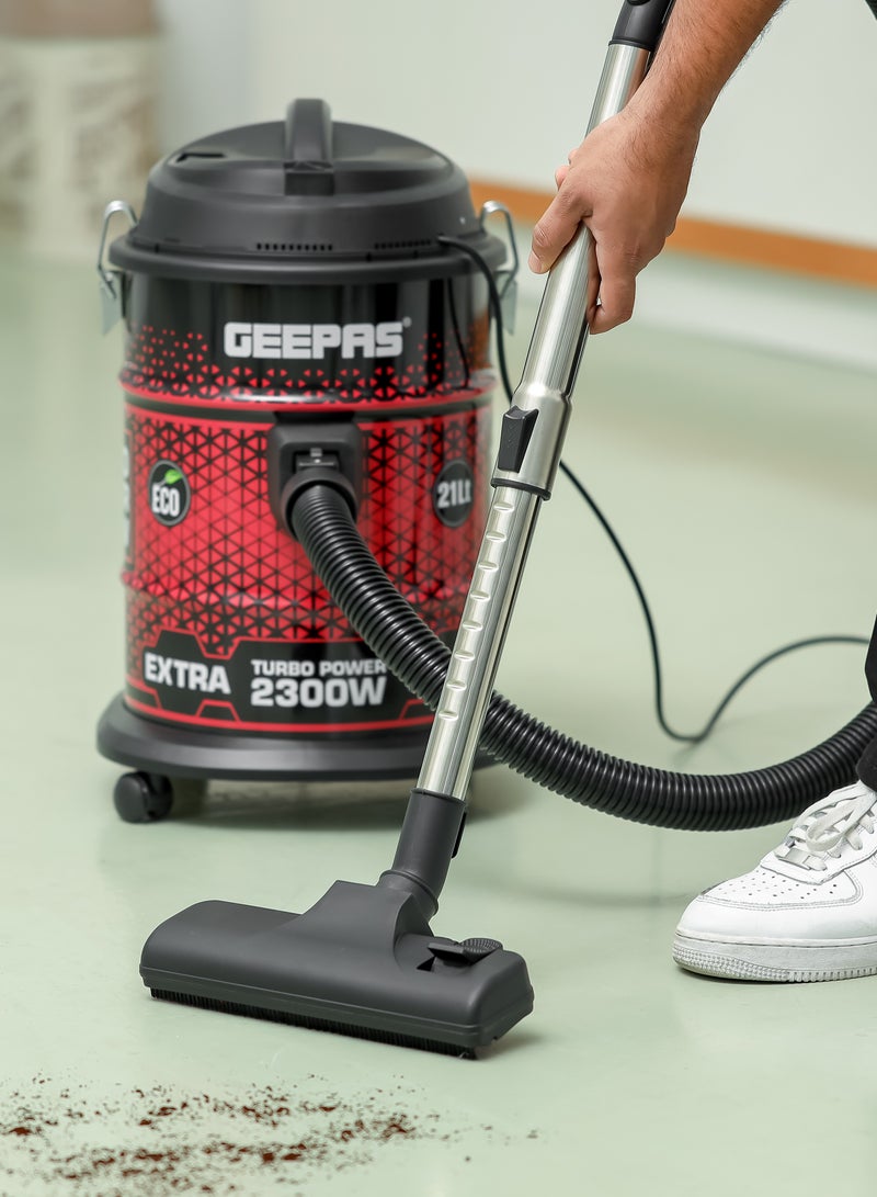 Drum Type Vacuum Cleaner With 21 L Dust Bag Capacity, Anti-Rust Metallic Body| Powerful Suction And Blower Function 21 L 2300 W GVC19018 Red, Black
