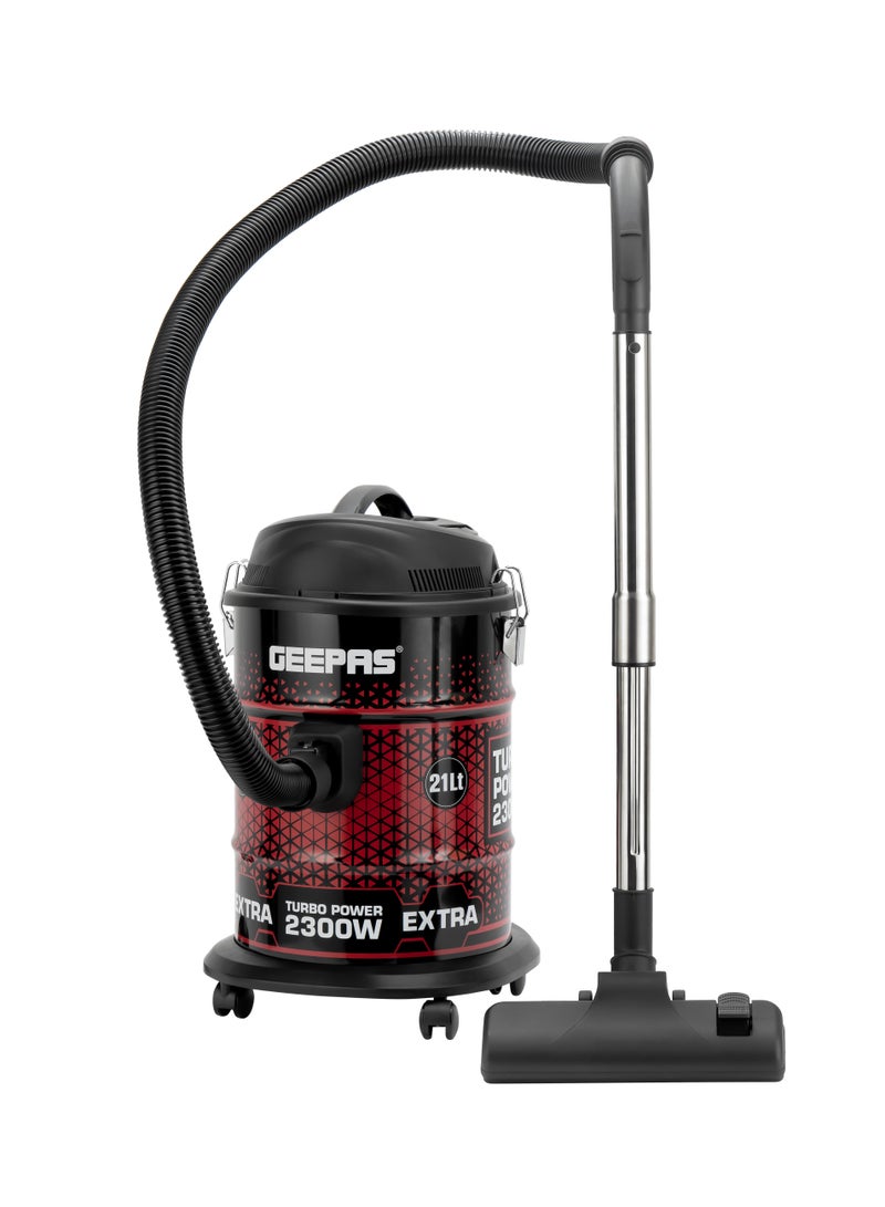 Drum Type Vacuum Cleaner With 21 L Dust Bag Capacity, Anti-Rust Metallic Body| Powerful Suction And Blower Function 21 L 2300 W GVC19018 Red, Black