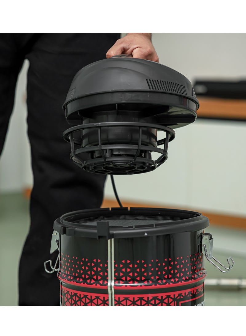 Drum Type Vacuum Cleaner With 21 L Dust Bag Capacity, Anti-Rust Metallic Body| Powerful Suction And Blower Function 21 L 2300 W GVC19018 Red, Black
