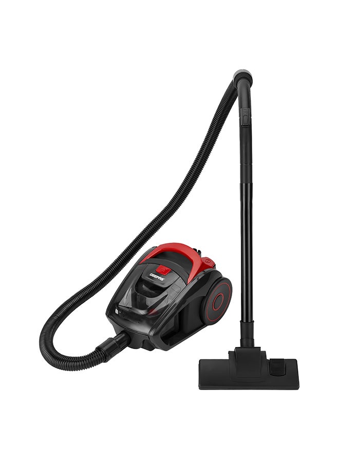 Cyclonic Vacuum Cleaner 1.5L Dust Bag Capacity, Lower Noise Design, Flexible Hose With handle Airflow Control, Pedal On/Off Switch, Automatic Cord Rewinder Function, Hepa Filtration System 1400 W GVC19024 Red Black