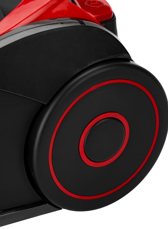 Cyclonic Vacuum Cleaner 1.5L Dust Bag Capacity, Lower Noise Design, Flexible Hose With handle Airflow Control, Pedal On/Off Switch, Automatic Cord Rewinder Function, Hepa Filtration System 1400 W GVC19024 Red Black