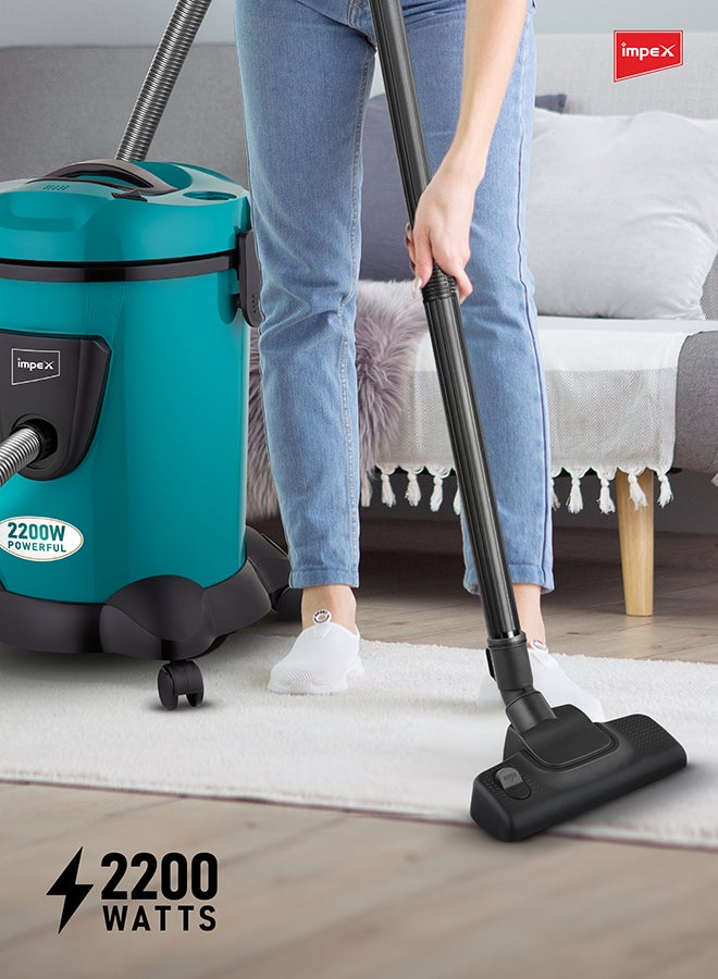 Turkish Vacuum Cleaner 21L Dust Bag Capacity With Dust Indicator, Dry And Air Blow Function And Low Noise Operation 21 L 2200 W VC 4709 Petroleum Green