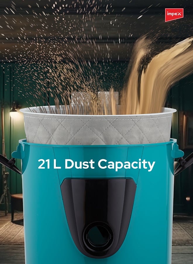 Turkish Vacuum Cleaner 21L Dust Bag Capacity With Dust Indicator, Dry And Air Blow Function And Low Noise Operation 21 L 2200 W VC 4709 Petroleum Green