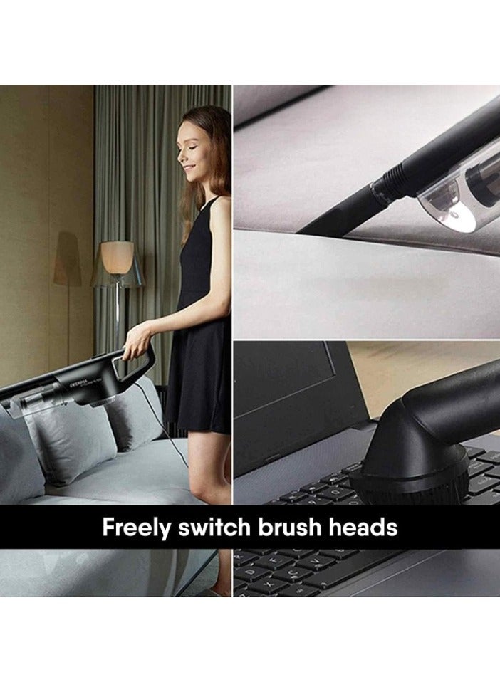 DX600 Handheld Vacuum Cleaner 2 in 1 800ml Large Capacity Dust Bin 15kPa Suction Power Stainless Steel Filter 4 Layers HEPA Filter Updated Version