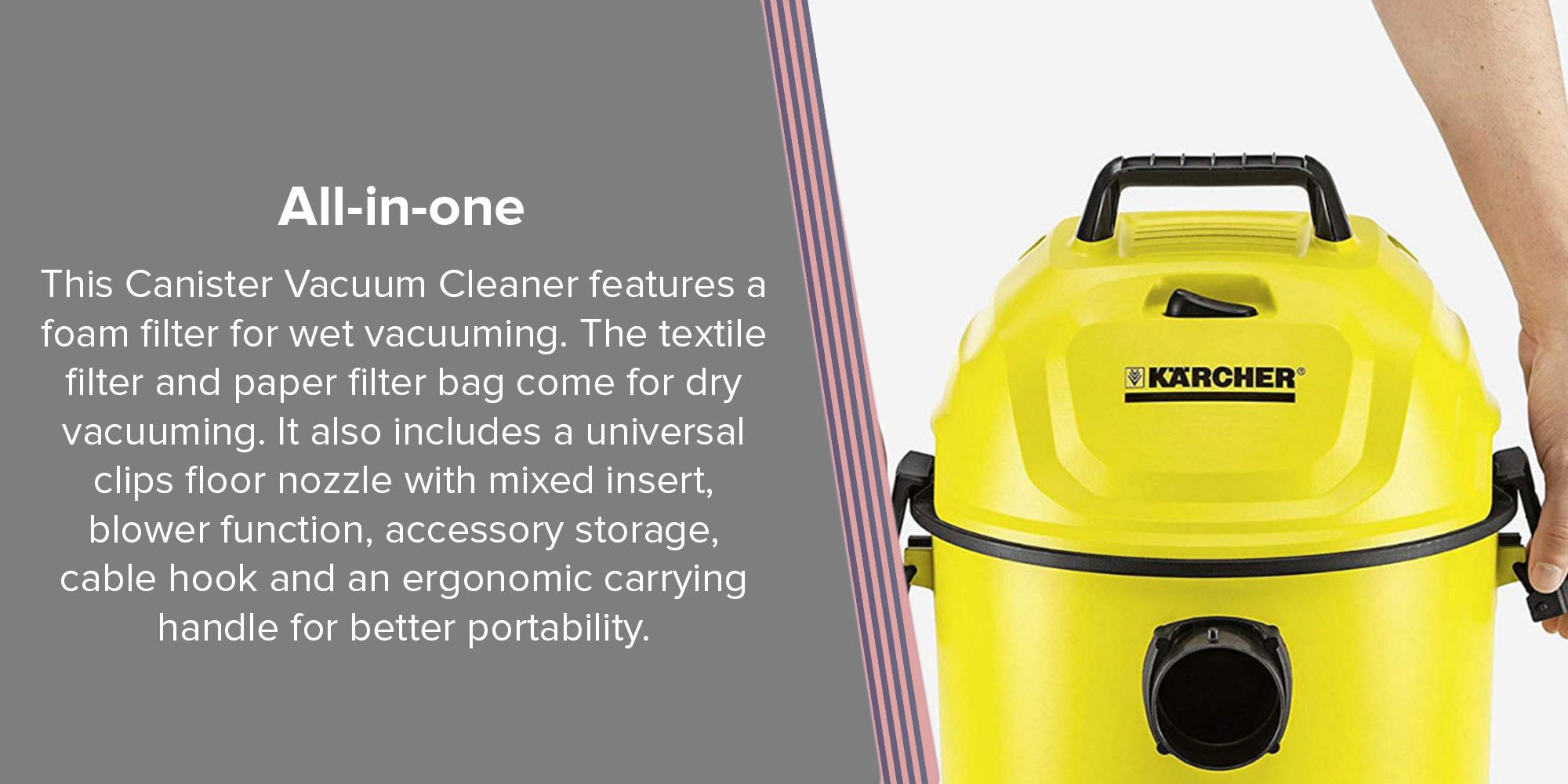 Canister Vacuum Cleaner 1000W 15 L 1000 W WD 1 Yellow/Black/Silver