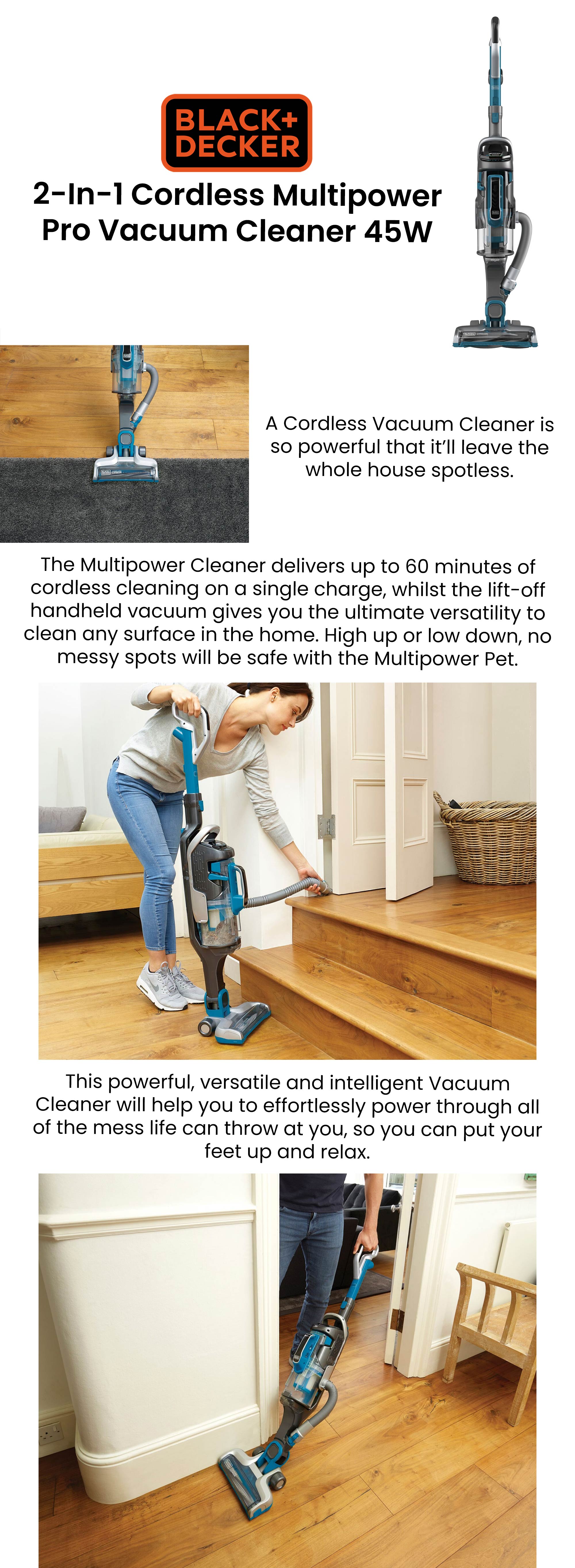 Cordless Vacuum Cleaner with 2 in1 function having intelligent Sensor Technology for Increased suction up to 60 minutes 1000 ml 45 W CUA525BH-GB Grey/Blue