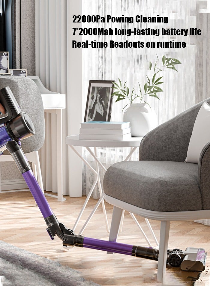 Cordless Vacuum Cleaner with LED Display,6-in-1 Brushless Motor Vacuum Cleaner,Lightweight Stick Vacuum,22000Pa with 40 Mins Max Runtime,for Home Hardwood Floor, Carpet, Pet Hair, Car