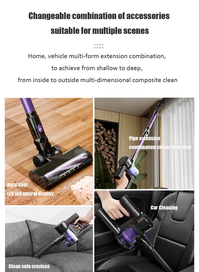 Cordless Vacuum Cleaner with LED Display,6-in-1 Brushless Motor Vacuum Cleaner,Lightweight Stick Vacuum,22000Pa with 40 Mins Max Runtime,for Home Hardwood Floor, Carpet, Pet Hair, Car