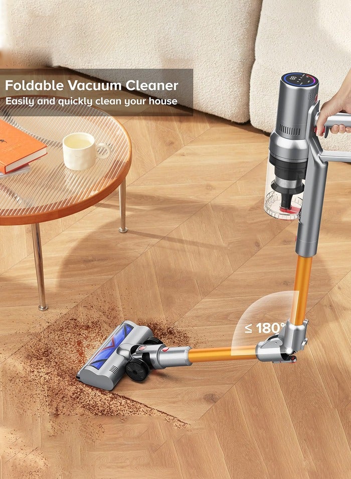 Cordless Vacuum Cleaner,4 in 1 Vacuum Cleaner with LED Display,Brushless Motor 27Kpa Powerful Suction, Lightweight Handheld Vacuum for Hard Floor Carpet