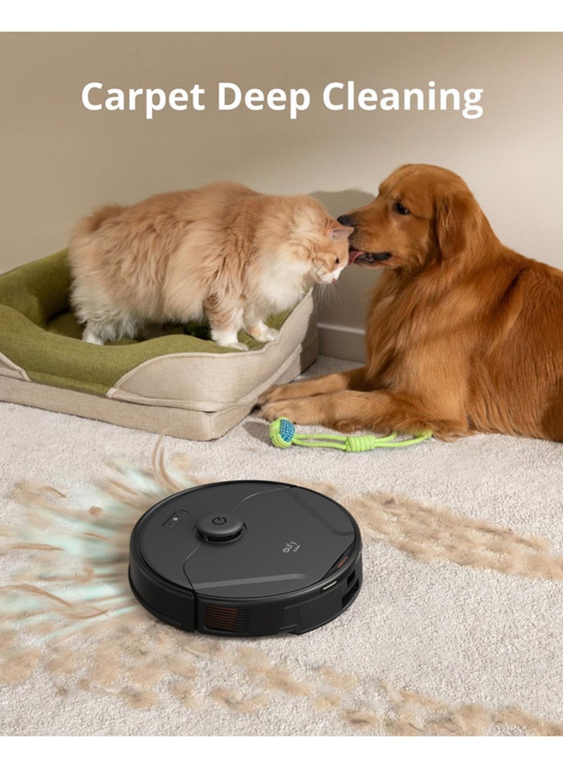 Clean X8 Pro Robotic Vacuum Cleaner, Twin-Turbine 2× 4,000 Pa Powerful Suction, Active Detangling Roller Brush, and iPath Laser Navigation for Pet Hair Deep Cleaning on Carpet 335 ml 50 W T2266 Black