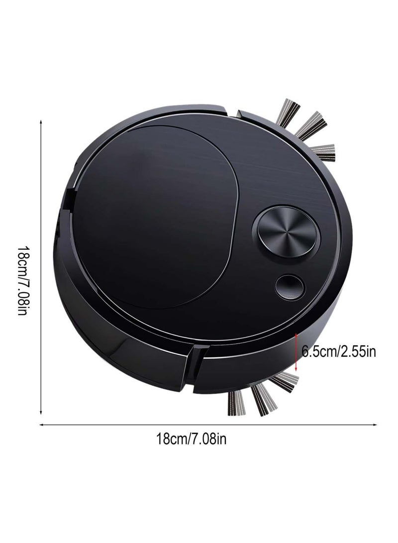 Robot Vacuum Cleaner, 3 in 1 Robot Vacuum Cordless USB Recha rgeable, Strong Suction & Low Noise, Electric Robotic Vacuum Cleaner with Mop for Hair Hard Floor Carpet(Black)