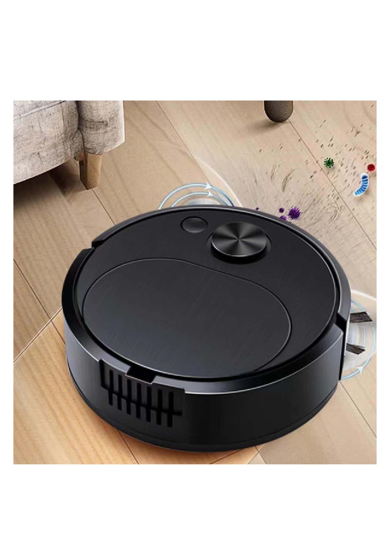 Robot Vacuum Cleaner, 3 in 1 Robot Vacuum Cordless USB Recha rgeable, Strong Suction & Low Noise, Electric Robotic Vacuum Cleaner with Mop for Hair Hard Floor Carpet(Black)