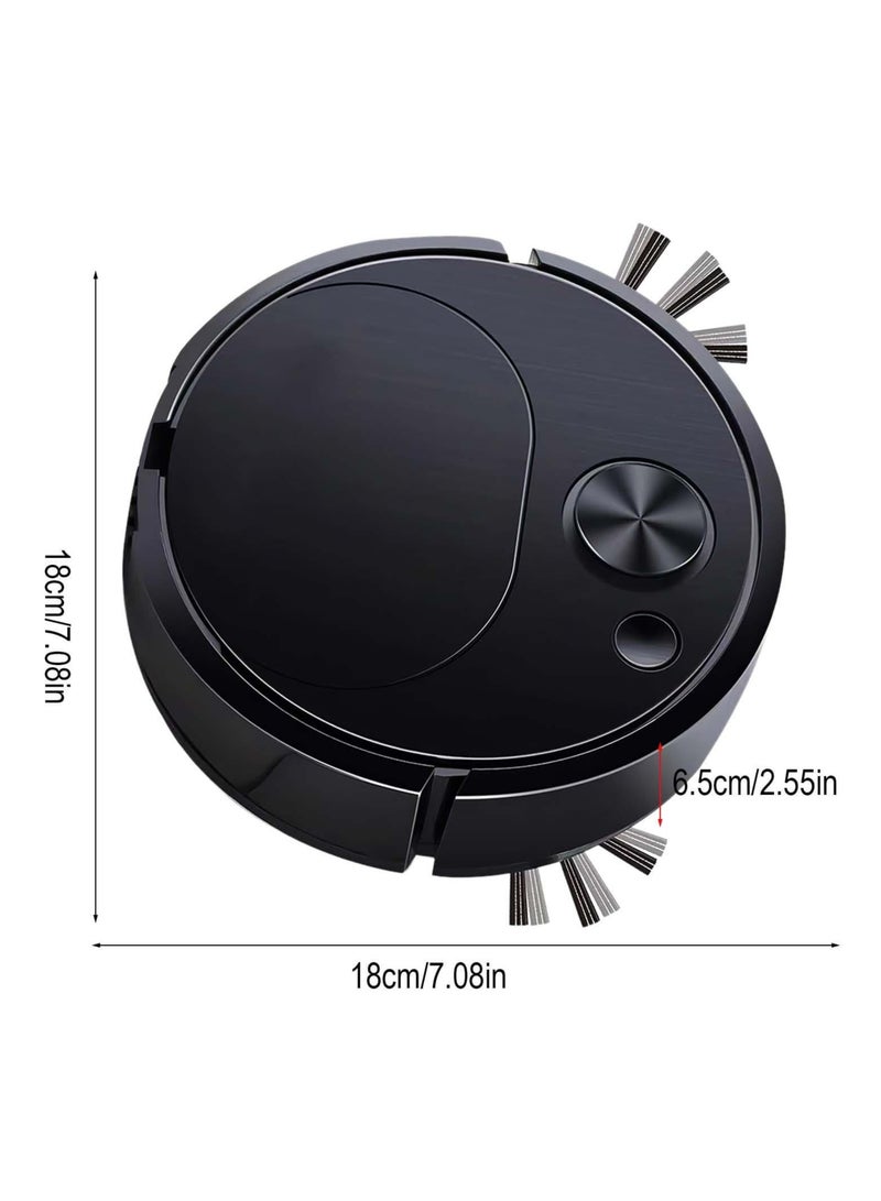 Robot Vacuum Cleaner, 3 in 1 Robot Vacuum Cordless USB Recha rgeable, Strong Suction & Low Noise, Electric Robotic Vacuum Cleaner with Mop for Hair Hard Floor Carpet(Black)