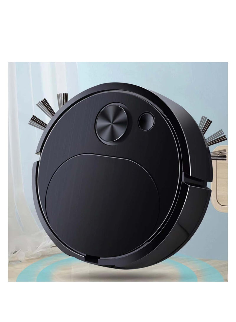 Robot Vacuum Cleaner, 3 in 1 Robot Vacuum Cordless USB Recha rgeable, Strong Suction & Low Noise, Electric Robotic Vacuum Cleaner with Mop for Hair Hard Floor Carpet(Black)