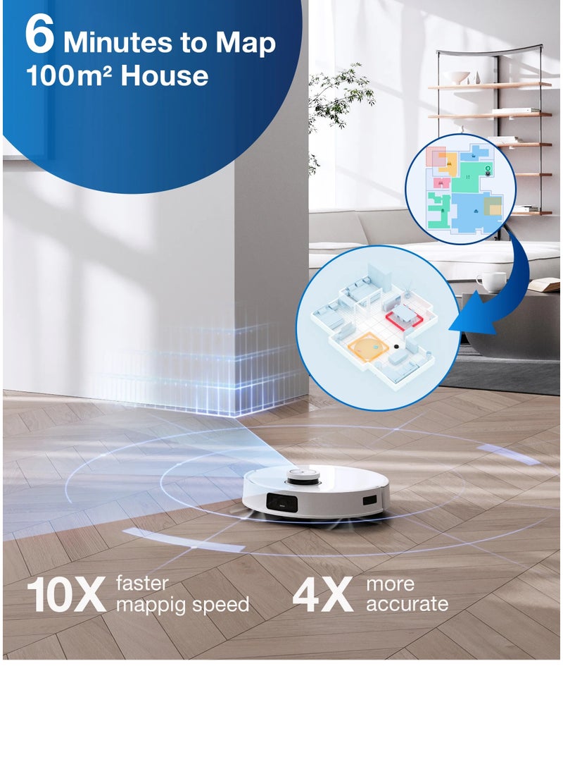 DEEBOT X1 e OMNI Robot Vacuum Cleaner, Auto Mop Washing/Hot Air Drying/Auto-Emptying, 260 min, 4300+ sqft, Dual Mops, 3D Maps, Live Monitoring & Video Call, OK YIKO Voice Interaction 4 L 50 W DBX53 White