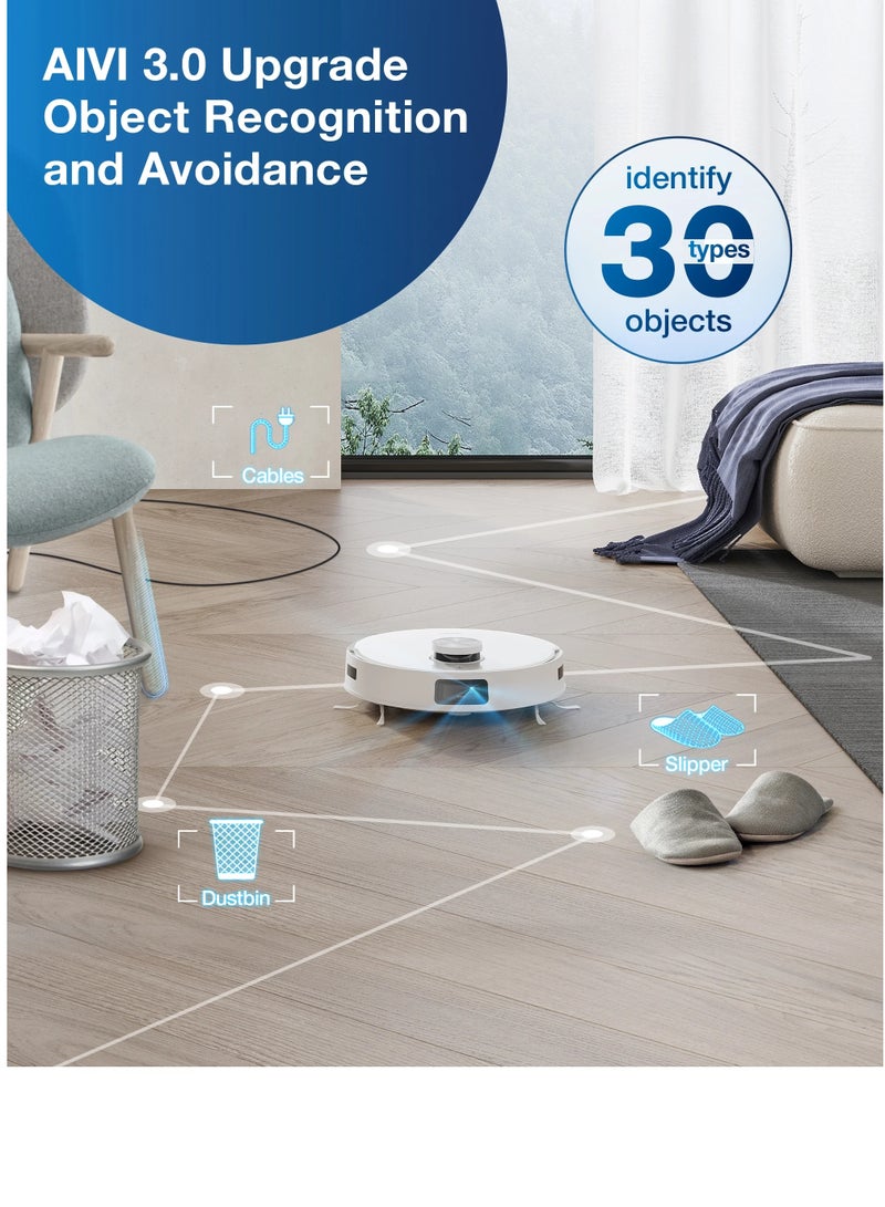 DEEBOT X1 e OMNI Robot Vacuum Cleaner, Auto Mop Washing/Hot Air Drying/Auto-Emptying, 260 min, 4300+ sqft, Dual Mops, 3D Maps, Live Monitoring & Video Call, OK YIKO Voice Interaction 4 L 50 W DBX53 White