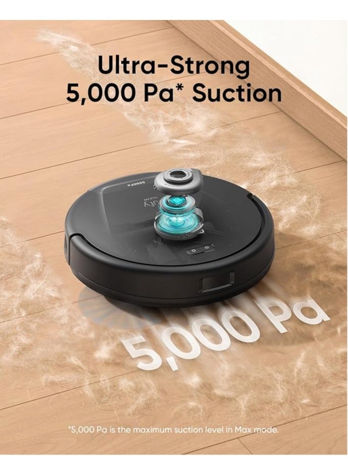 L60 Hybrid Robot Vacuum With Self Empty Station, Hair Detangling Technology, Up To 60 Days Of Hands Free Cleaning, Ultra Strong 5,000 Pa Suction To Remove Hair, Dust, Mop Pad 50 W T2278V11 Black