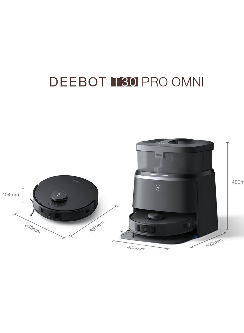 Deebot T30 Omni Robot Vacuum Cleaner With Wiping Function, TruEdge Mopping Technology, ZeroTangl Visit The Store 300 W T30PRO Black