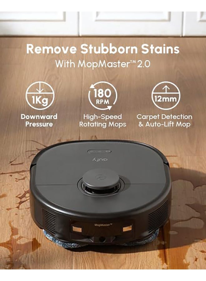 eufy X10 Pro Omni Robot Vacuum and Mop with 8,000 Pa Suction, Dual Mops with 12 mm Auto-Lift and Carpet Detection, AI Obstacle Avoidance, Auto Mop Washing, Self-Drying, Self-Emptying, Self-Refilling 20 W T2351 black