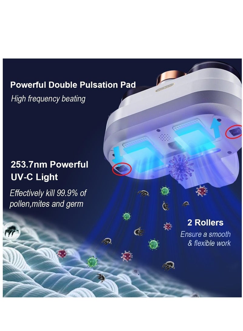 Anti-allergen Mattress Vacuum, Bed Vacuum Cleaner W/UVC, True HEPA, Ultrasonic Vacuum, Powerful Suction, Removes Pet Hair, Dust Mite, Bacteria, Pollen, Dander for Deep Clean On Fabric
