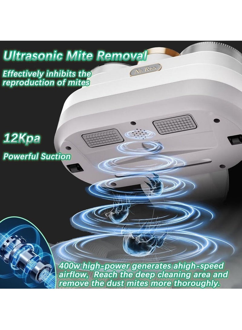 Anti-allergen Mattress Vacuum, Bed Vacuum Cleaner W/UVC, True HEPA, Ultrasonic Vacuum, Powerful Suction, Removes Pet Hair, Dust Mite, Bacteria, Pollen, Dander for Deep Clean On Fabric