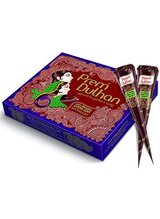 Mehendi Cone 12Pc In 1 Box 100% Pure Leaf Of Natural Henna No Chemicals No Ppd Purple & Cone Brown(Pack Of 2)