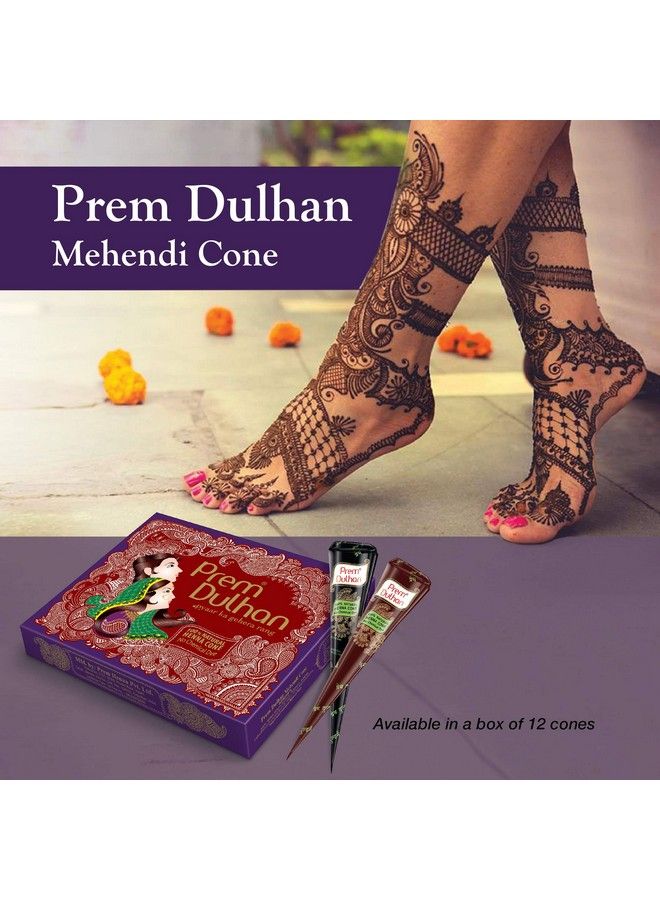 Mehendi Cone 12Pc In 1 Box 100% Pure Leaf Of Natural Henna No Chemicals No Ppd Purple & Cone Brown(Pack Of 2)