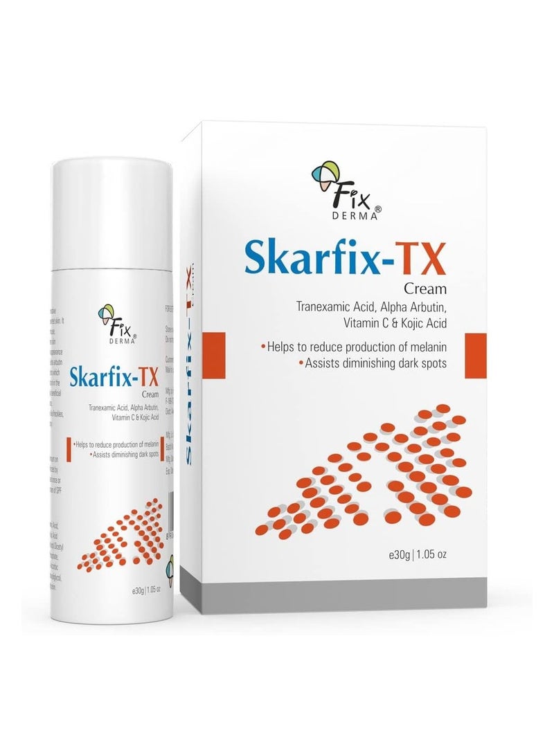 Fixderma 10% Tranexamic Acid + 2% Kojic Acid + 1% Arbutin SKARFIX -TX Face Cream For Melasma | Pigmentation Removal Cream | Uneven Skin Tone, Help to Reduces Dark Spots and Blemishes - 30 gm