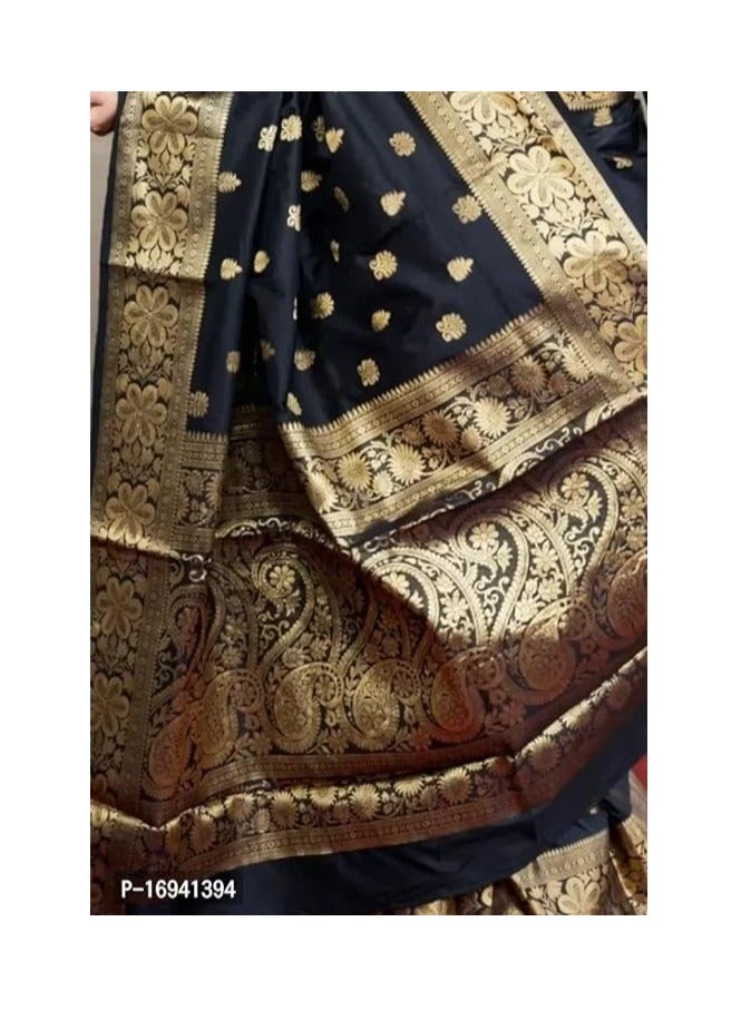 Women's Pure Banarasi Silk Saree Kanjivaram Style Saree With Blouse Piece For Wedding (Vruksh)