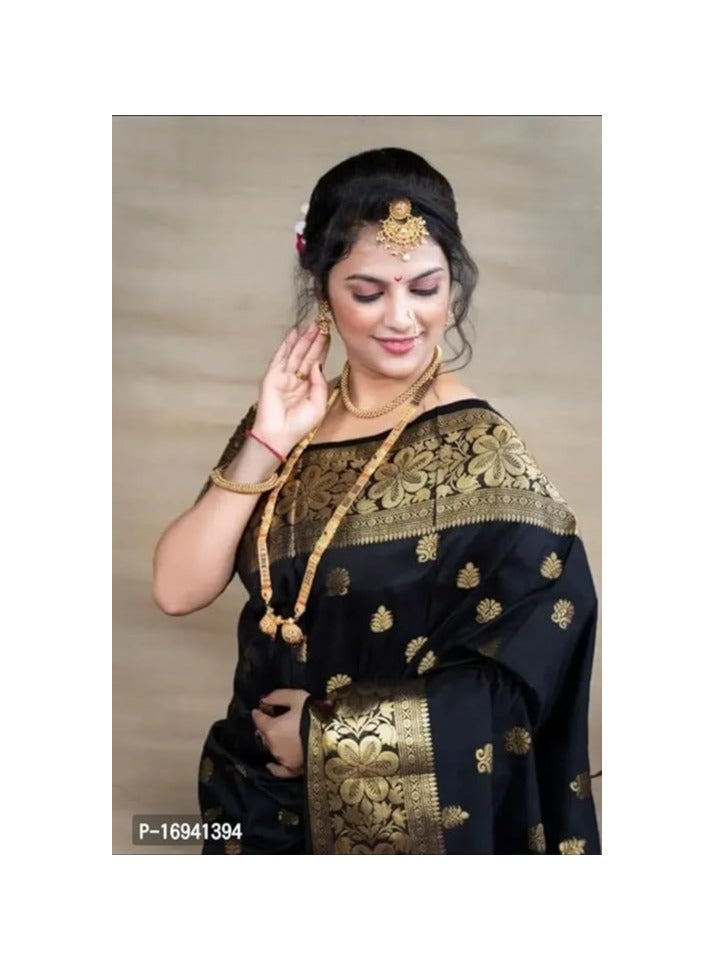 Women's Pure Banarasi Silk Saree Kanjivaram Style Saree With Blouse Piece For Wedding (Vruksh)